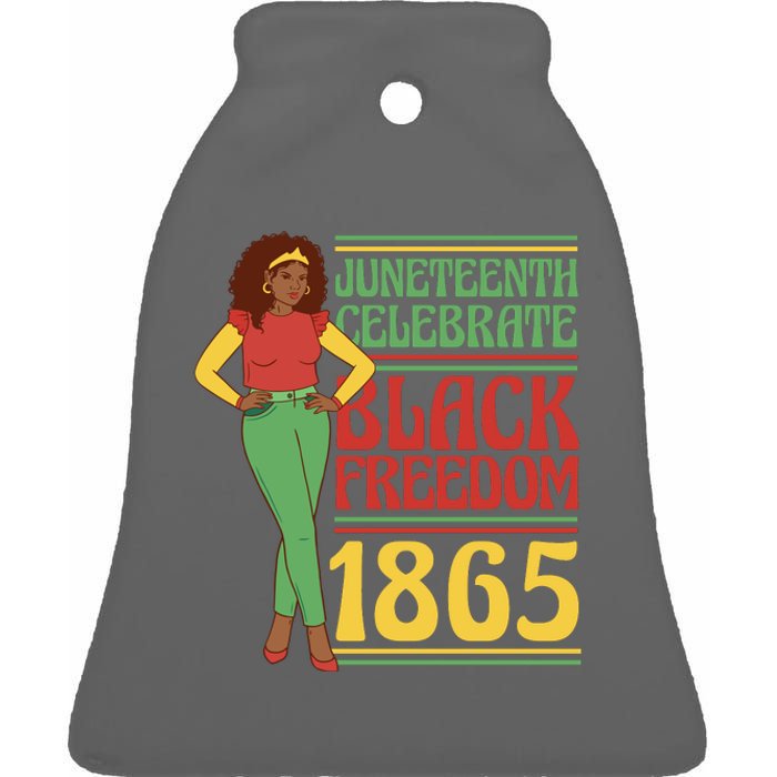 African Female Juneteenth Celebrate Black Freedom 1865 Ceramic Bell Ornament