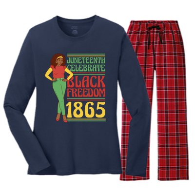 African Female Juneteenth Celebrate Black Freedom 1865 Women's Long Sleeve Flannel Pajama Set 