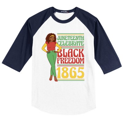 African Female Juneteenth Celebrate Black Freedom 1865 Baseball Sleeve Shirt