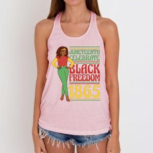 African Female Juneteenth Celebrate Black Freedom 1865 Women's Knotted Racerback Tank