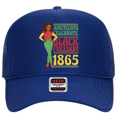 African Female Juneteenth Celebrate Black Freedom 1865 High Crown Mesh Back Trucker Hat