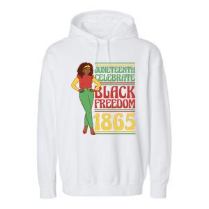 African Female Juneteenth Celebrate Black Freedom 1865 Garment-Dyed Fleece Hoodie