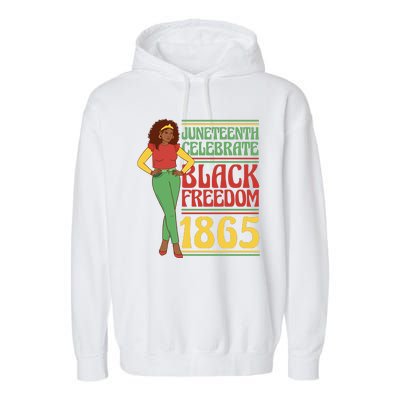 African Female Juneteenth Celebrate Black Freedom 1865 Garment-Dyed Fleece Hoodie