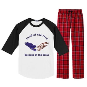 American Flag July 4th Eagle Land Of The Free Because Brave Gift Raglan Sleeve Pajama Set