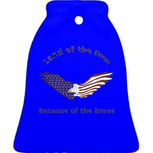 American Flag July 4th Eagle Land Of The Free Because Brave Gift Ceramic Bell Ornament