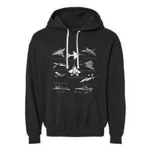 American Fighters Jets F22 Raptor F14 Tomcat Plane Garment-Dyed Fleece Hoodie