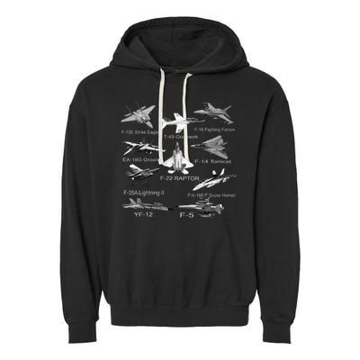 American Fighters Jets F22 Raptor F14 Tomcat Plane Garment-Dyed Fleece Hoodie