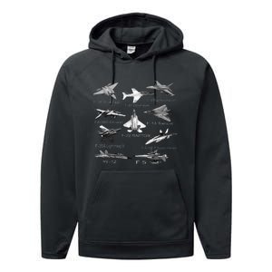 American Fighters Jets F22 Raptor F14 Tomcat Plane Performance Fleece Hoodie