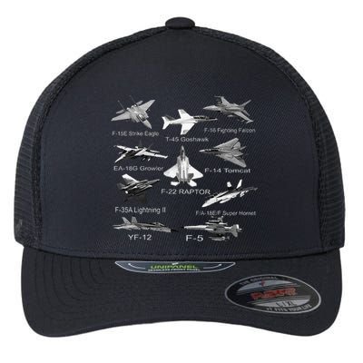American Fighters Jets F22 Raptor F14 Tomcat Plane Flexfit Unipanel Trucker Cap