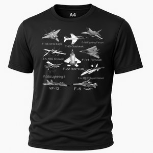 American Fighters Jets F22 Raptor F14 Tomcat Plane Cooling Performance Crew T-Shirt