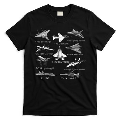 American Fighters Jets F22 Raptor F14 Tomcat Plane T-Shirt