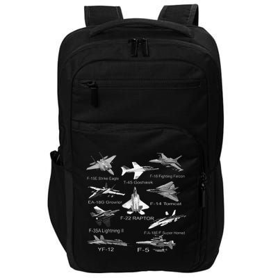 American Fighters Jets F22 Raptor F14 Tomcat Plane Impact Tech Backpack