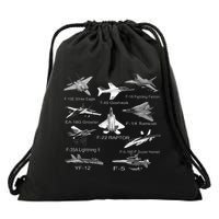 American Fighters Jets F22 Raptor F14 Tomcat Plane Drawstring Bag