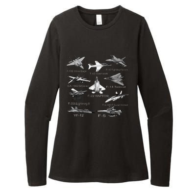 American Fighters Jets F22 Raptor F14 Tomcat Plane Womens CVC Long Sleeve Shirt