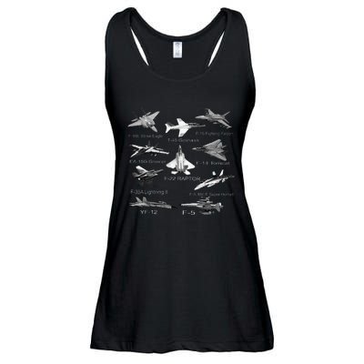 American Fighters Jets F22 Raptor F14 Tomcat Plane Ladies Essential Flowy Tank