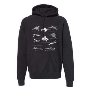 American Fighters Jets F22 Raptor F14 Tomcat Plane Premium Hoodie