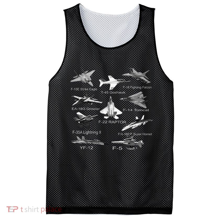 American Fighters Jets F22 Raptor F14 Tomcat Plane Mesh Reversible Basketball Jersey Tank