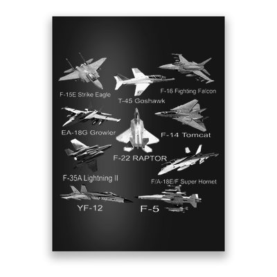 American Fighters Jets F22 Raptor F14 Tomcat Plane Poster