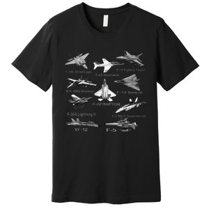 American Fighters Jets F22 Raptor F14 Tomcat Plane Premium T-Shirt