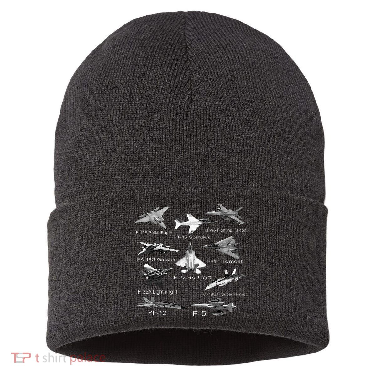 American Fighters Jets F22 Raptor F14 Tomcat Plane Sustainable Knit Beanie