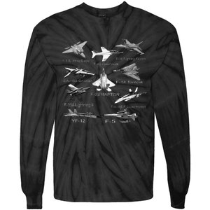 American Fighters Jets F22 Raptor F14 Tomcat Plane Tie-Dye Long Sleeve Shirt