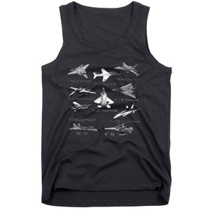 American Fighters Jets F22 Raptor F14 Tomcat Plane Tank Top