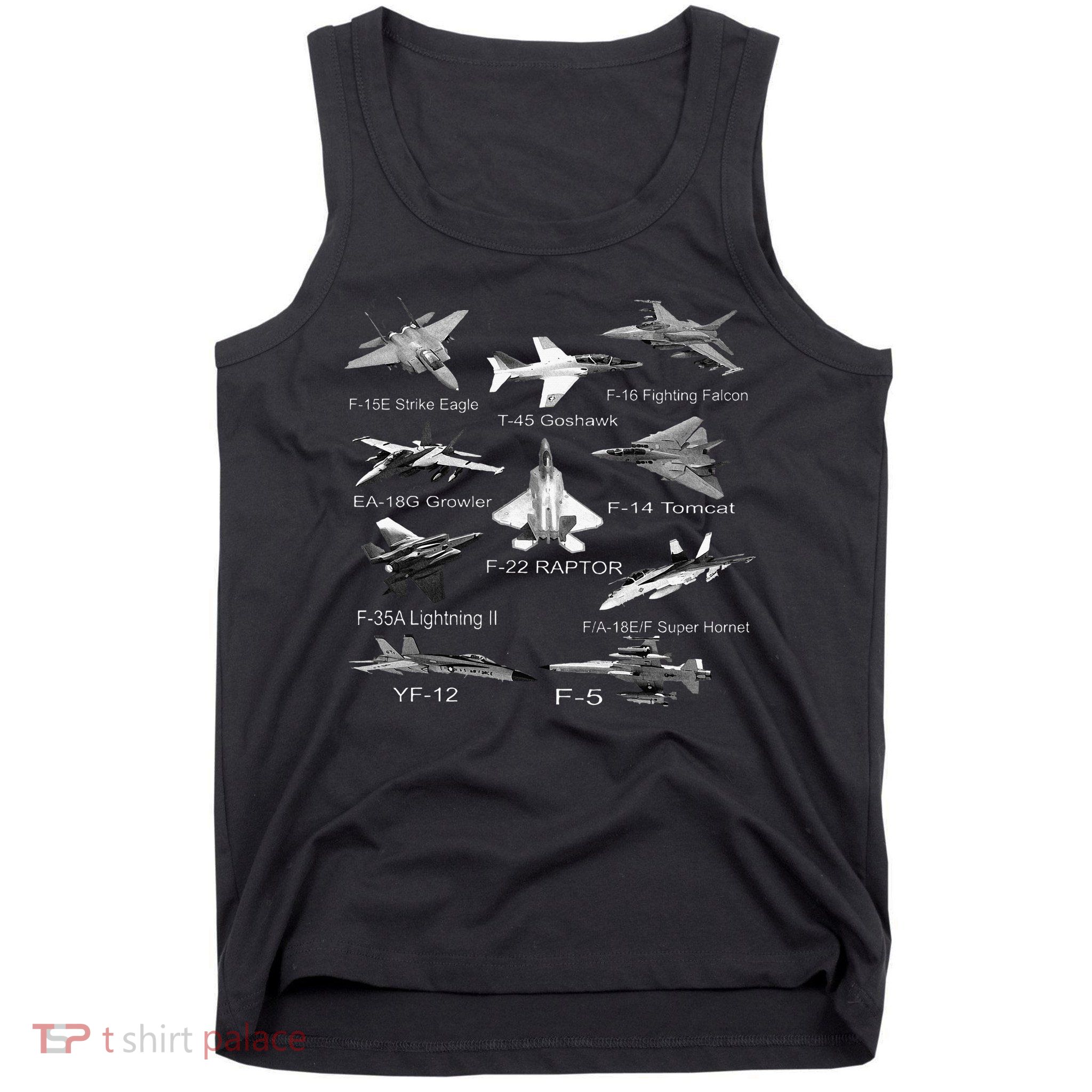American Fighters Jets F22 Raptor F14 Tomcat Plane Tank Top