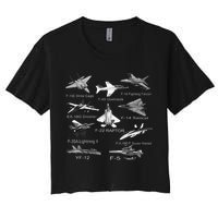 American Fighters Jets F22 Raptor F14 Tomcat Plane Crop Top