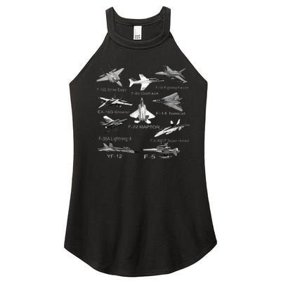 American Fighters Jets F22 Raptor F14 Tomcat Plane Women’s Perfect Tri Rocker Tank