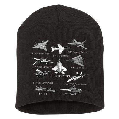 American Fighters Jets F22 Raptor F14 Tomcat Plane Short Acrylic Beanie