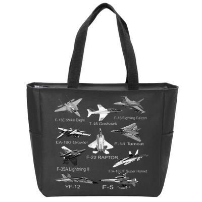 American Fighters Jets F22 Raptor F14 Tomcat Plane Zip Tote Bag
