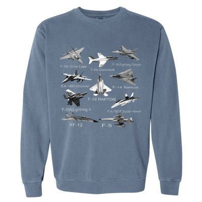 American Fighters Jets F22 Raptor F14 Tomcat Plane Garment-Dyed Sweatshirt
