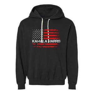 American Flag Kamala Harris 2024 President Election Garment-Dyed Fleece Hoodie