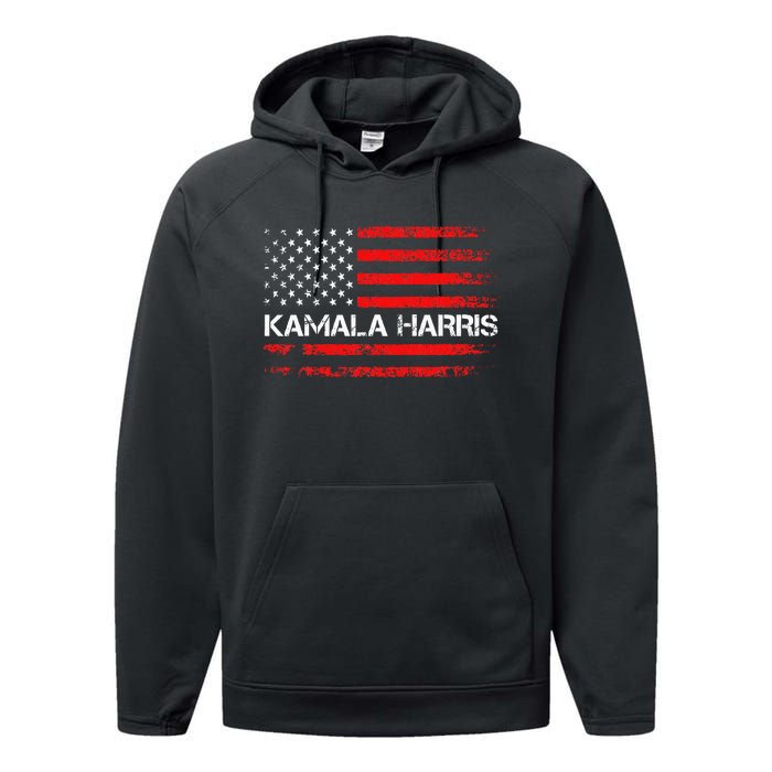 American Flag Kamala Harris 2024 President Election Performance Fleece Hoodie