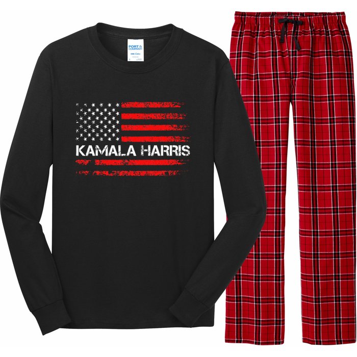 American Flag Kamala Harris 2024 President Election Long Sleeve Pajama Set