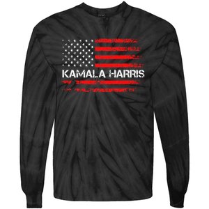 American Flag Kamala Harris 2024 President Election Tie-Dye Long Sleeve Shirt