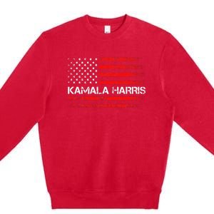 American Flag Kamala Harris 2024 President Election Premium Crewneck Sweatshirt