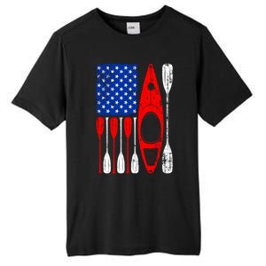 American Flag Kayak Paddle Kayaking 4th Of July Dad Papa Gift Tall Fusion ChromaSoft Performance T-Shirt