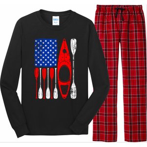 American Flag Kayak Paddle Kayaking 4th Of July Dad Papa Gift Long Sleeve Pajama Set