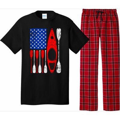 American Flag Kayak Paddle Kayaking 4th Of July Dad Papa Gift Pajama Set