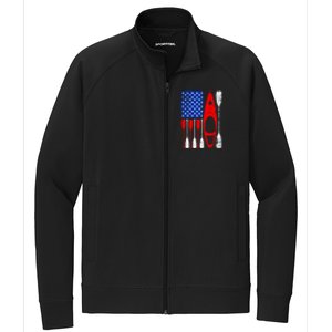 American Flag Kayak Paddle Kayaking 4th Of July Dad Papa Gift Stretch Full-Zip Cadet Jacket