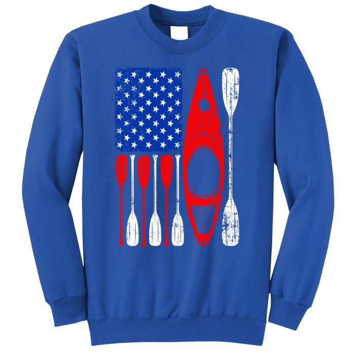 American Flag Kayak Paddle Kayaking 4th Of July Dad Papa Gift Sweatshirt