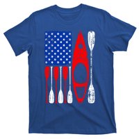 American Flag Kayak Paddle Kayaking 4th Of July Dad Papa Gift T-Shirt