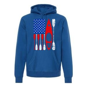 American Flag Kayak Paddle Kayaking 4th Of July Dad Papa Gift Premium Hoodie