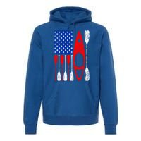 American Flag Kayak Paddle Kayaking 4th Of July Dad Papa Gift Premium Hoodie