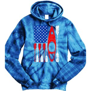 American Flag Kayak Paddle Kayaking 4th Of July Dad Papa Gift Tie Dye Hoodie