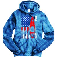 American Flag Kayak Paddle Kayaking 4th Of July Dad Papa Gift Tie Dye Hoodie