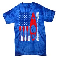 American Flag Kayak Paddle Kayaking 4th Of July Dad Papa Gift Tie-Dye T-Shirt