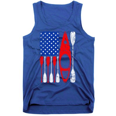 American Flag Kayak Paddle Kayaking 4th Of July Dad Papa Gift Tank Top