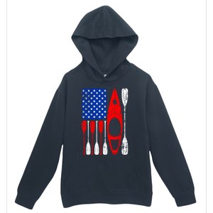 American Flag Kayak Paddle Kayaking 4th Of July Dad Papa Gift Urban Pullover Hoodie